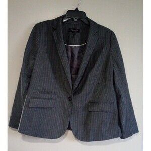 Women's Talbots Wool Blend Gray Grey Pinstripe Blazer, Size 12P